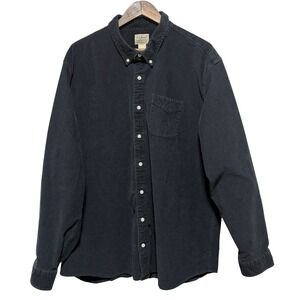 LL Bean Shirt Mens XXL Tall Gray Corduroy Work Traditional Fit Button Front